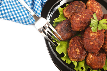 Meat patties isolated on a white background