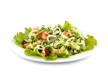 Fresh vegetable salad isolated on a white background