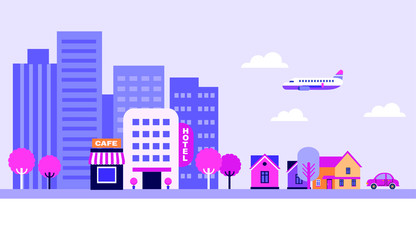 Obraz premium vector flat style illustration of city