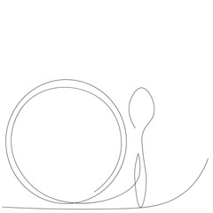 Spoon and plate. Restaurant background. Vector illustration