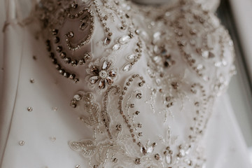 white wedding dress with crystal details