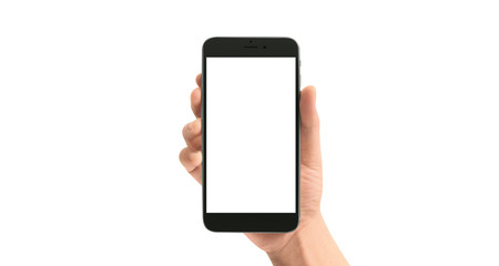 Hand holding smartphone device  touching screen