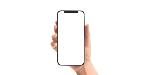 Hand holding smartphone device  touching screen