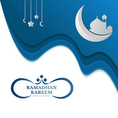 Ramadhan blue Paper cut background