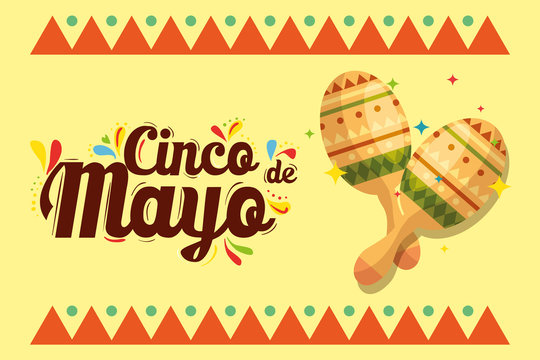 Mexican maracas design, Cinco de mayo mexico culture tourism landmark latin and party theme Vector illustration