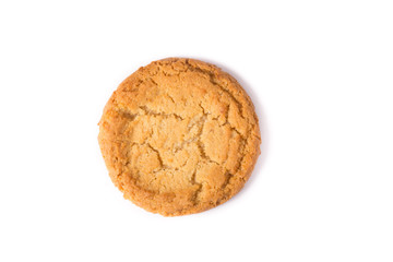 Tasty oatmeal cookies on a white