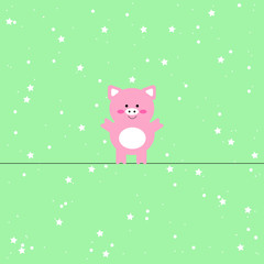 Vector illustration of cute pig cartoon isolated