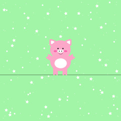 Vector illustration of cute pig cartoon isolated