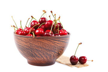 Fresh sweet cherry fruits isolated on a white background