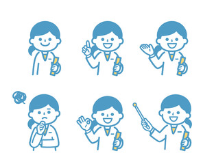 Collection of poses of female doctors