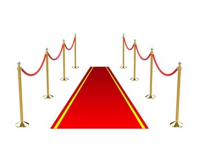 Red carpet entrance. 3D illustration.