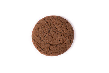Chocolate oatmeal cookie on white