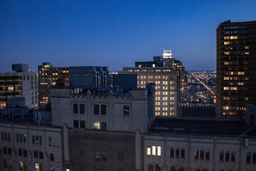 Fototapeta premium Buildings in Philadelphia, streets during clear night