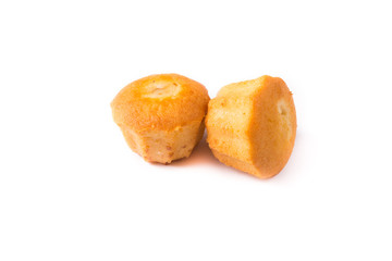 Freshly baked muffins on a white