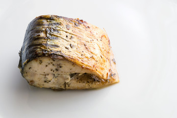 fried mackerel chop marinated in lemon juice, oil, and rosemary 