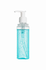 Alcohol gel is a basic protection tool, Used to clean hands to prevent bacteria that spread in the air. Which is causing COVID outbreak. Take from front view on white background with clipping paths.