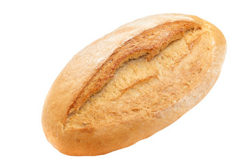 Wheat loaf of bread isolated on white background
