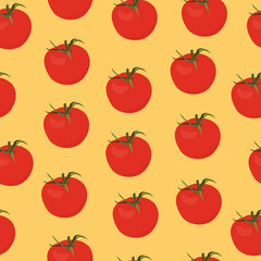 Seamless pattern with tomatoes on a yellow background. For design menu, textiles