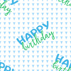 happy birthday greeting colorful seamless pattern with abstract geometric background and handwritten wishes, editable vector illustration  decoration, poster, banner, fabric, textile, paper