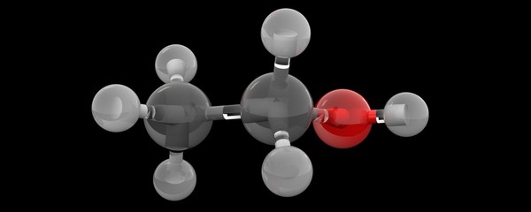 3d glass chemical structure ethanol molecule