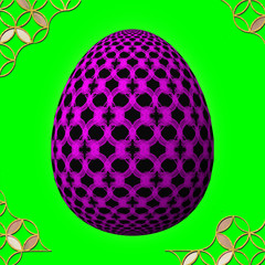 Colorful 3D easter egg with frame on green background