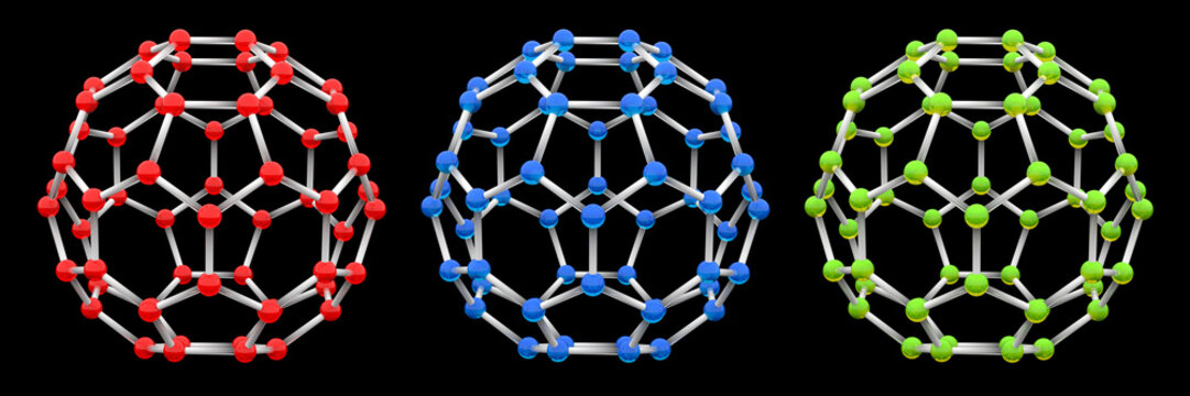 3d Glass Molecule Hexagon Sphere Fullerene Set 
