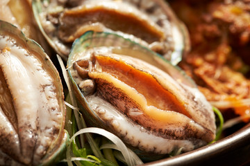 Abalone in Korean hot pot 