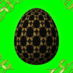 Colorful 3D easter egg with frame on green background