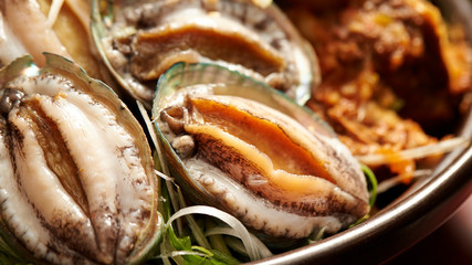 Abalone in Korean hot pot 