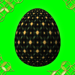 Colorful 3D easter egg with frame on green background