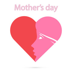 Womans face on mothers day heart, vector art illustration.