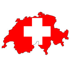 Switzerland map with color of their flag