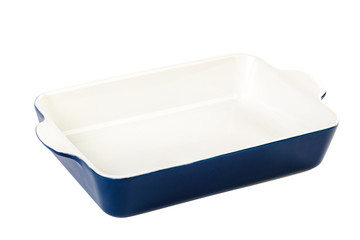 Ceramic cooking baking dish on a white background