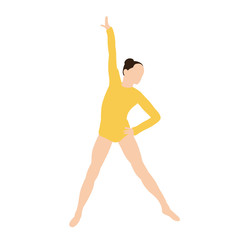 isolated, in a flat style girl gymnast, acrobatics