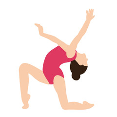 isolated, in a flat style girl gymnast, stretching, acrobatics