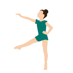 isolated, in a flat style girl gymnast, stretching, acrobatics