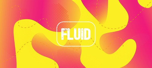Pink Yellow Fluid Vector Banner. Liquid Dynamic Illustration. Digital Waves 