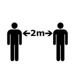 Simple image that symbolize the measure of the physical distance to keep to avoid the covid-19 contagion during the 2020 coronavirus pandemic (2 meters).