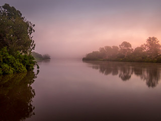 Fototapeta na wymiar Misty River Morning
