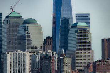 Fototapeta na wymiar New York City skyline with clear sky and buildings, skyscrapers