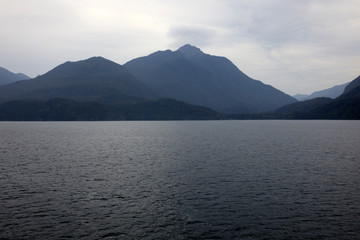 Inside Passage, Alaska / USA - August 18, 2019: Inside Passage coastline landscape, Inside Passage, Alaska, USA