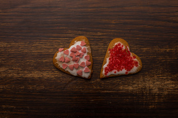 homemade gingerbread in a heart shape
