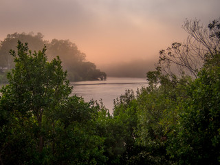 Misty River Sunrise