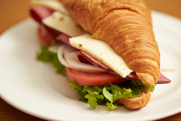 Ham and cheese croissant sandwich 