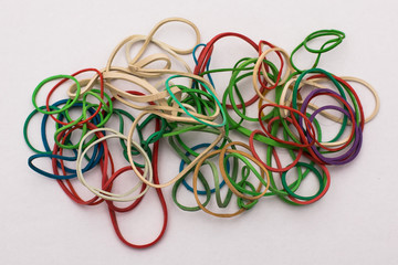 Close-up of a group of colorful rubber bands