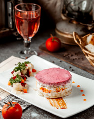 fresh delicates with vegetables on the plate