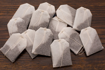 close up of group of tea bags