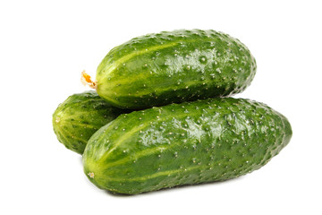 Fresh cucumbers isolated on a white background
