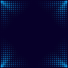 Halftone gradient pattern. Halftone dots colorful texture for your design. Abstract neon dark blue background. Vector illustration