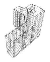 Vector wire-frame model of a multi-storey building